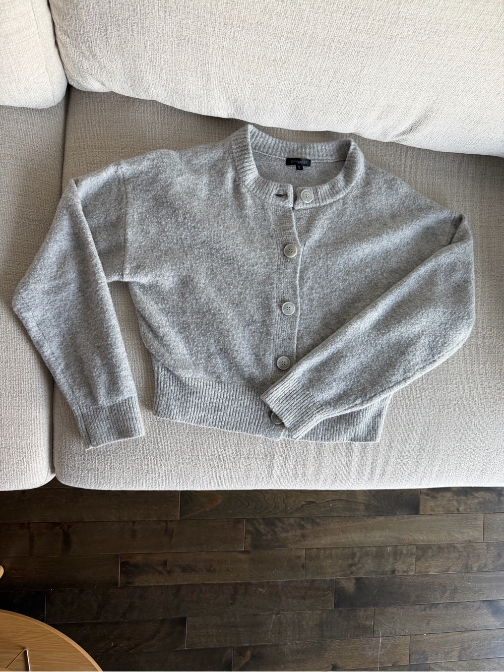 Dynamite Light Gray Button-Up Cropped Cardigan